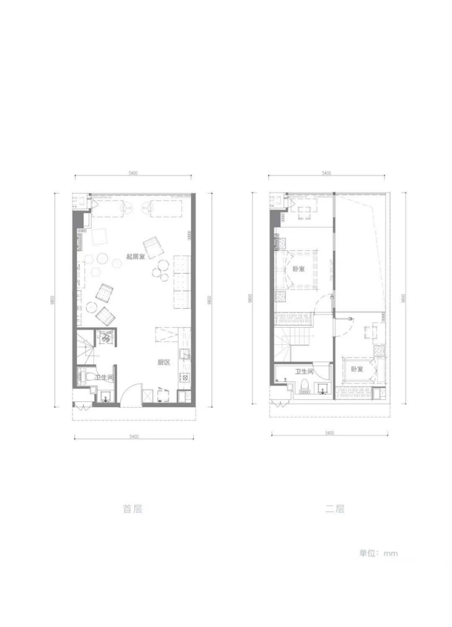 万科城际之光52平米LOFT户型图